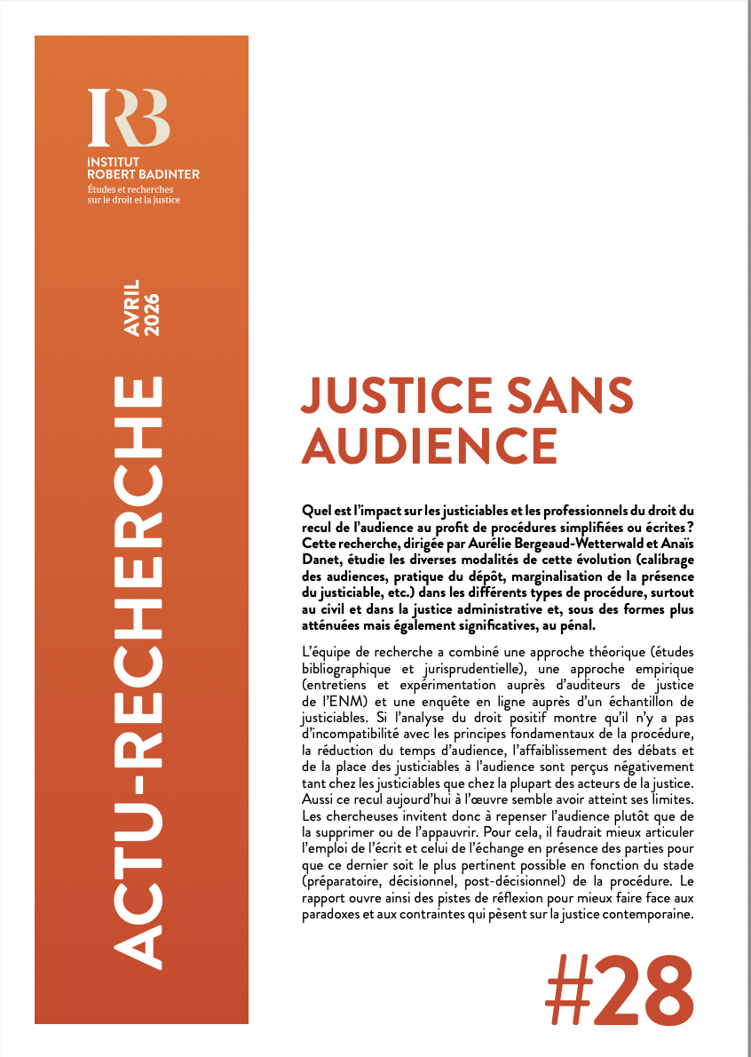 Justice sans audience. Étude d’impact sur les justiciables et les professionnels du droit